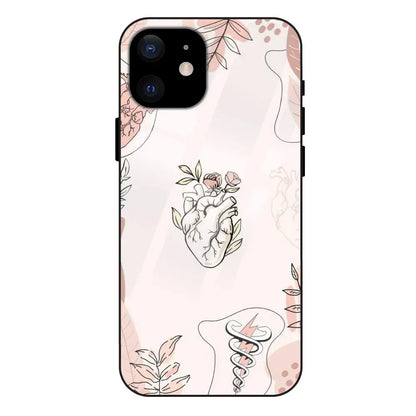'Heart And Flowers - Glass Case For Apple iPhone 12 Plus