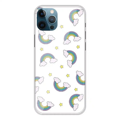 Rainbow With Clouds - Clear Printed Silicone Case For Apple iPhone 12 Pro Max