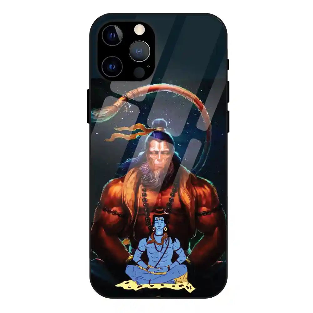 'Lord Shiva & Lord Hanuman - Glass Case For Apple iPhone 12 Pro Max
