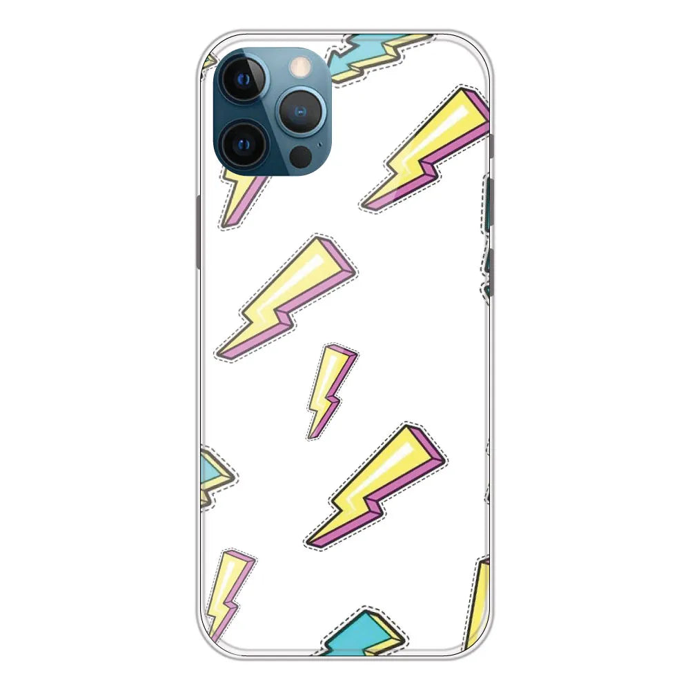 Lighting Bolts - Clear Printed Silicone CaseFor Apple iPhone 12 Pro Max