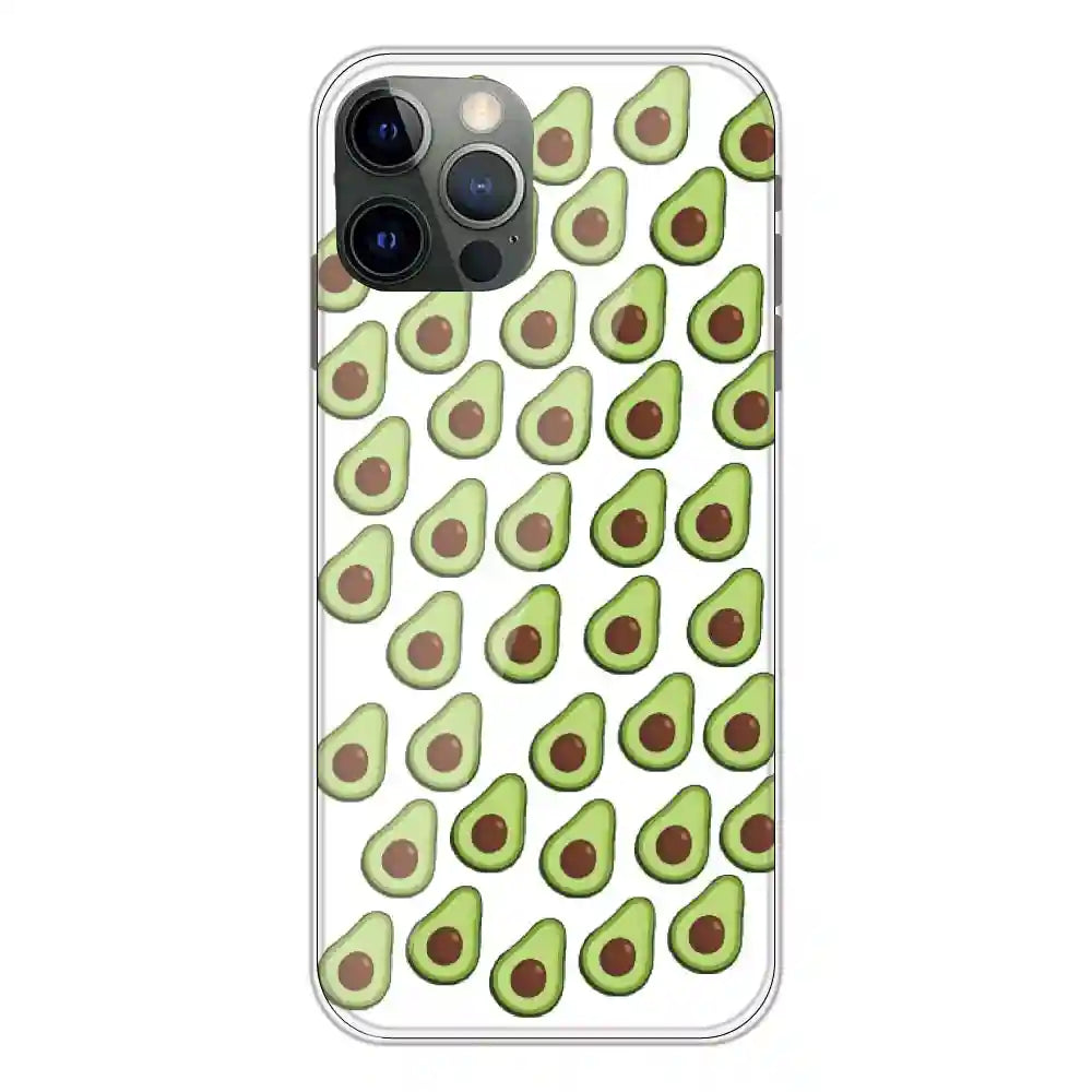 Avocado - Clear Printed Silicone Case For Apple iPhone 12 Pro 