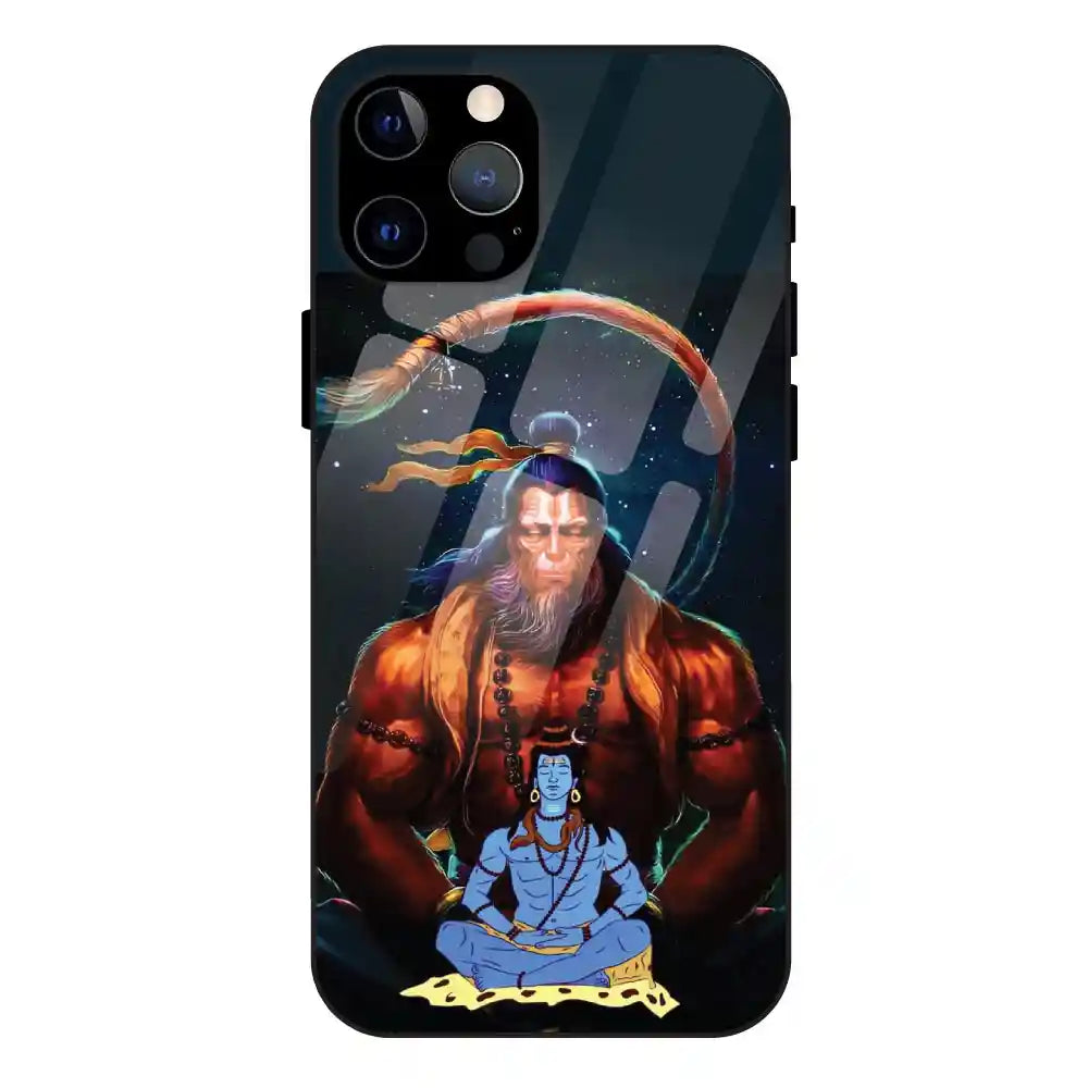 'Lord Shiva & Lord Hanuman - Glass Case For Apple iPhone 12 Pro