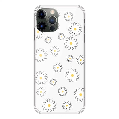 White Flowers - Clear Printed Silicone Case For Apple iPhone 12 Pro
