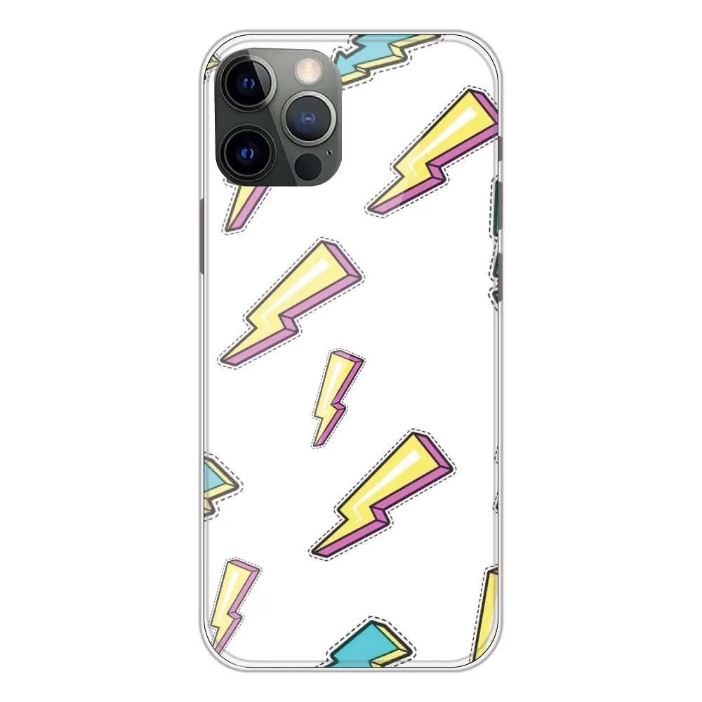Lighting Bolts - Clear Printed Silicone CaseFor Apple iPhone 12 Pro