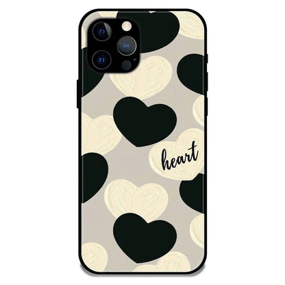 'Black And White Heart - Glossy Metal Silicone Case For Apple iPhone 12 Pro