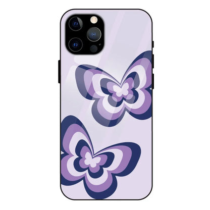 'Blue butterflies - Glass Case For Apple iPhone 12 Pro