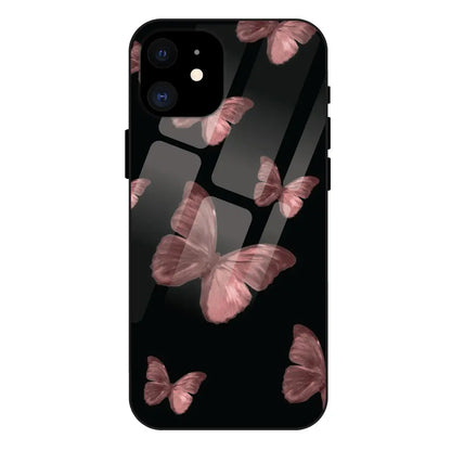 'Pink Butterflies - Glass Case For Apple iPhone 12