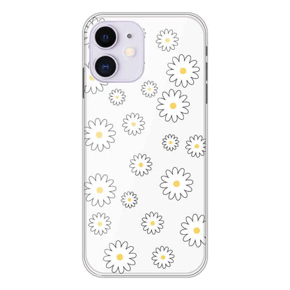 White Flowers - Clear Printed Silicone Case For Apple iPhone 12