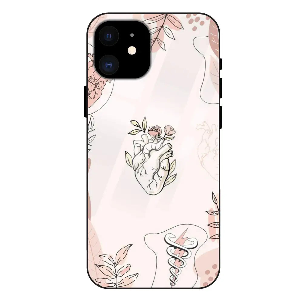 'Heart And Flowers - Glass Case For Apple iPhone 12