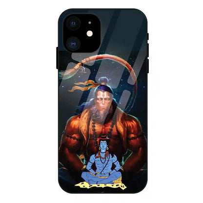 'Lord Shiva & Lord Hanuman - Glass Case For Apple iPhone 12