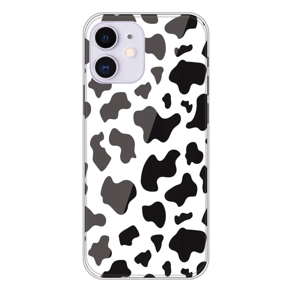 Cow Print - Clear Printed Silicone CaseFor Apple iPhone 12