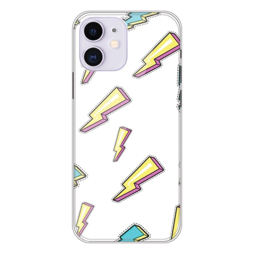 Lighting Bolts - Clear Printed Silicone CaseFor Apple iPhone 12