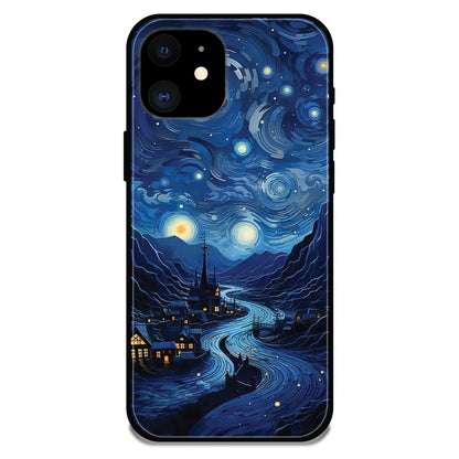 'The Starry Night - Glossy Metal Silicone Case For Apple iPhone 12