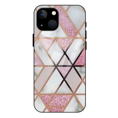 'Blush Prism Geometric - Glass Case For Apple iPhone 13 Mini