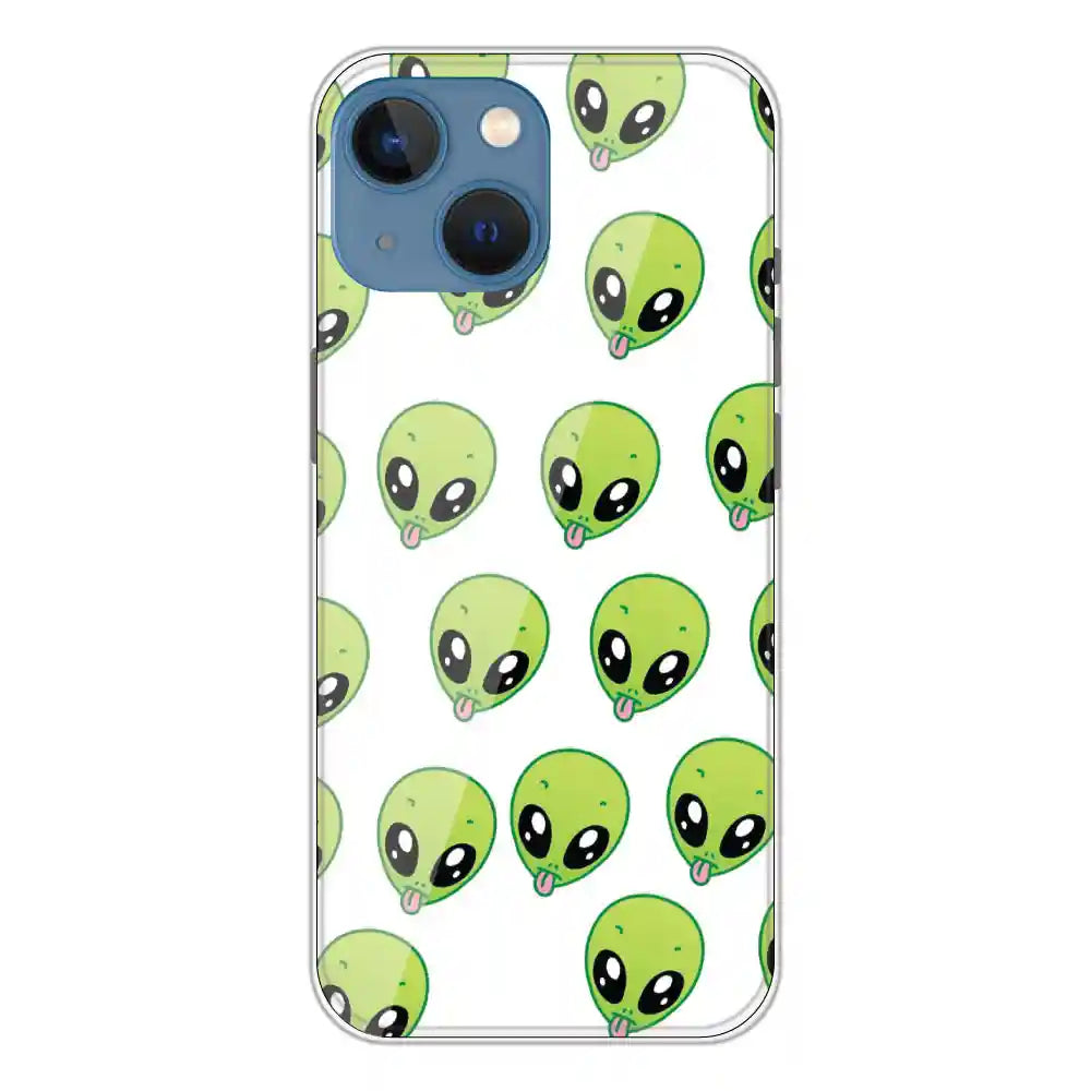 Alien - Clear Printed Silicone Case For Apple iPhone 13 Mini