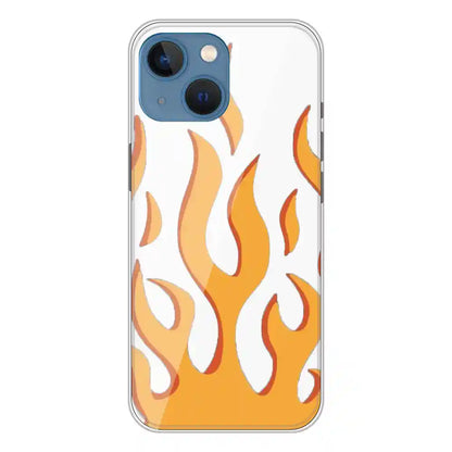 Orange Flames - Clear Printed Silicone Case For Apple iPhone 13 Mini