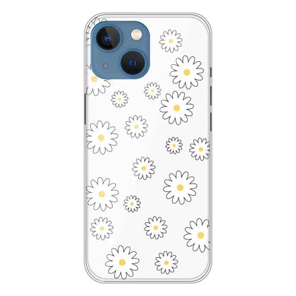 White Flowers - Clear Printed Silicone Case For Apple iPhone 13 Mini