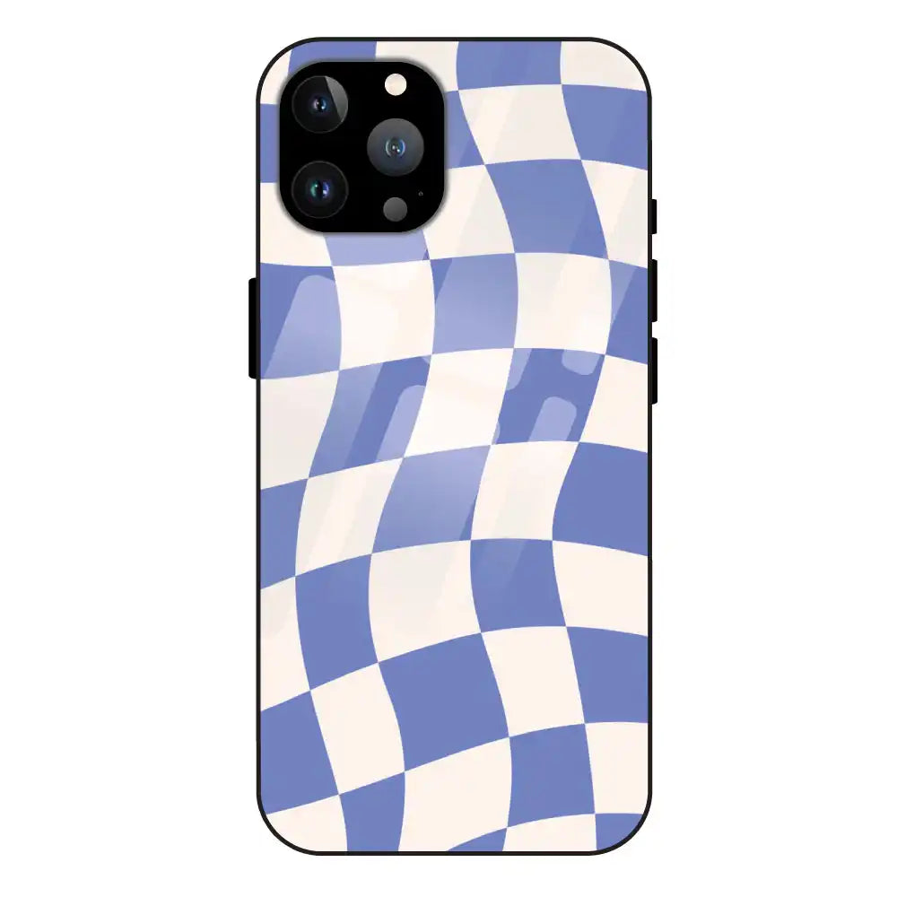'Blue Chessboard - Glass Case For Apple iPhone 13 Pro Max