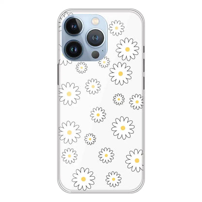 White Flowers - Clear Printed Silicone Case For Apple iPhone 13 Pro Max
