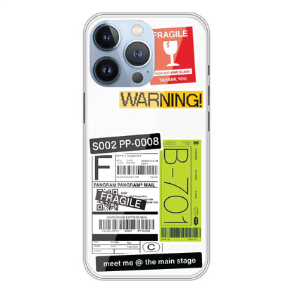 Fragile Labels - Clear Printed Silicone Case For Apple iPhone 13 Pro Max