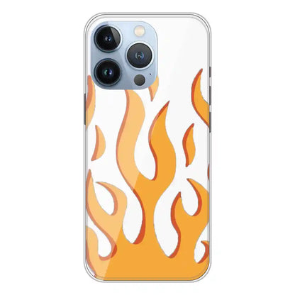 Orange Flames - Clear Printed Silicone Case For Apple iPhone 13 Pro Max