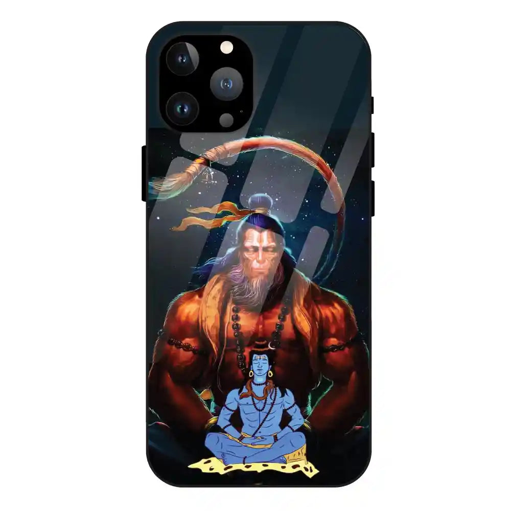 'Lord Shiva & Lord Hanuman - Glass Case For Apple iPhone 13 Pro Max