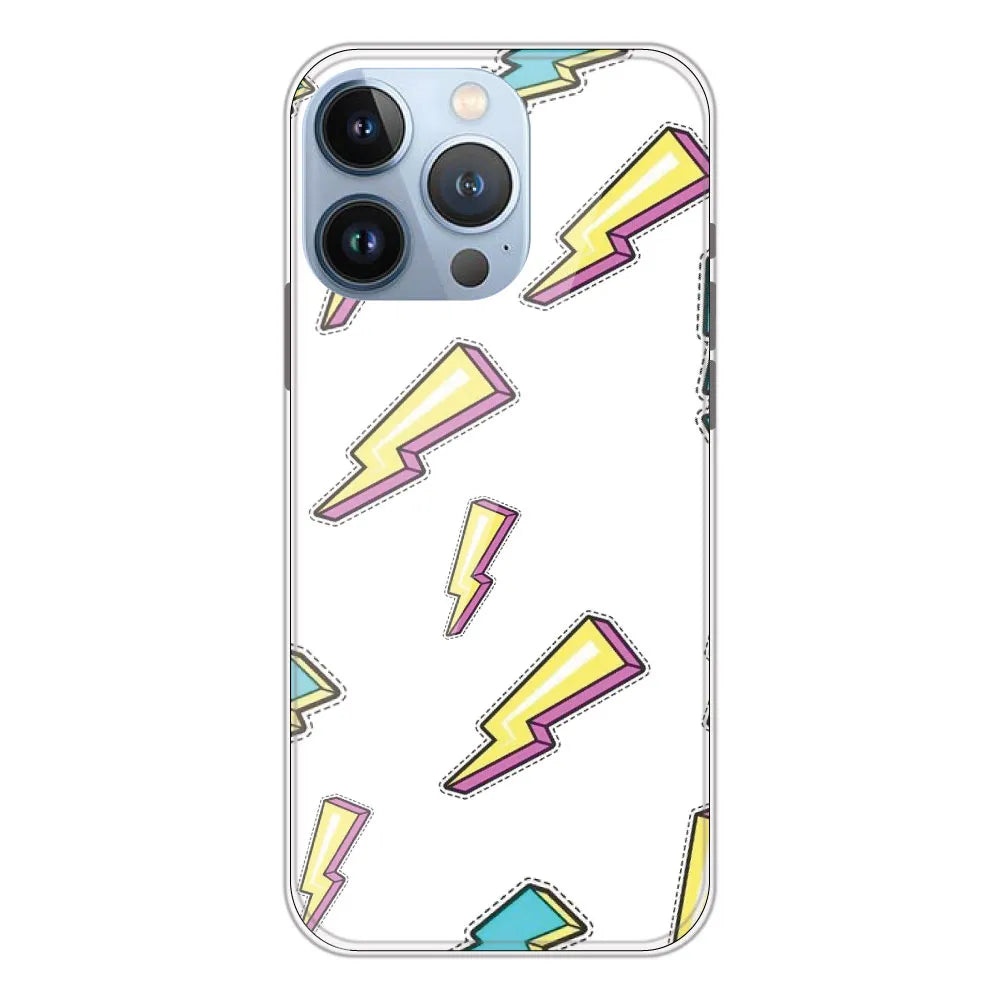Lighting Bolts - Clear Printed Silicone CaseFor Apple iPhone 13 Pro Max