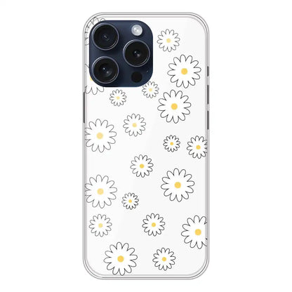 White Flowers - Clear Printed Silicone Case For Apple iPhone 13 Pro