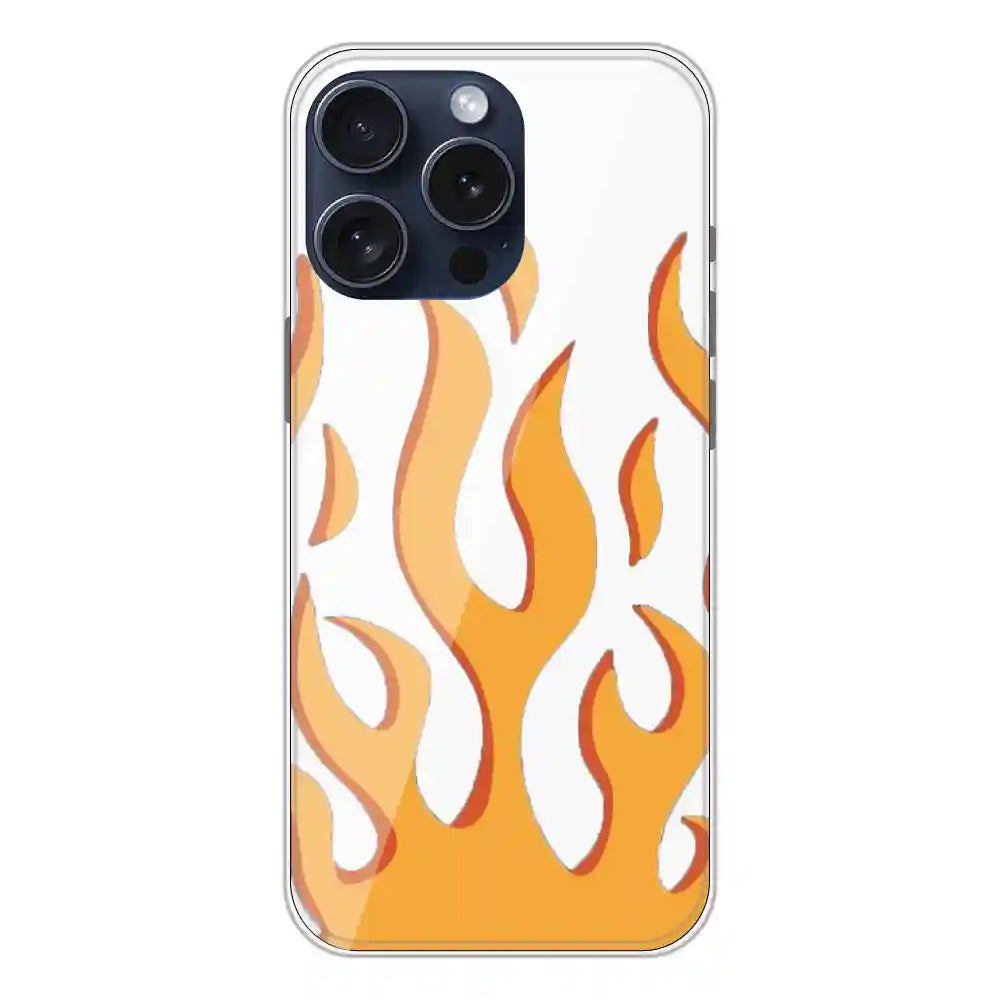 Orange Flames - Clear Printed Silicone Case For Apple iPhone 13 Pro
