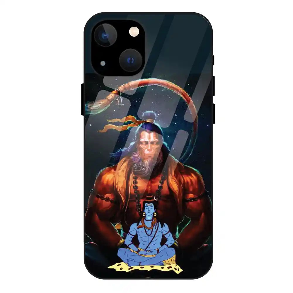 'Lord Shiva & Lord Hanuman - Glass Case For Apple iPhone 13