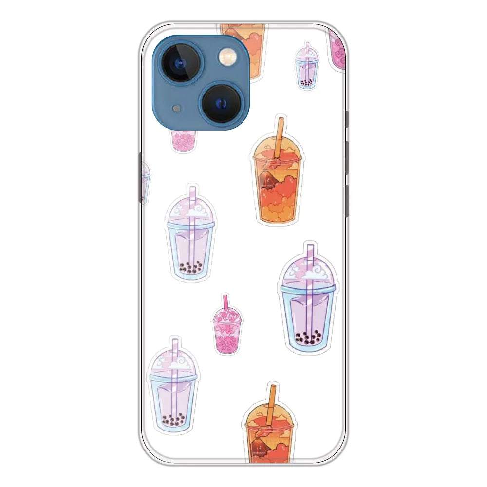 Bubble Tea - Clear Printed Silicone CaseFor Apple iPhone 13 Mini