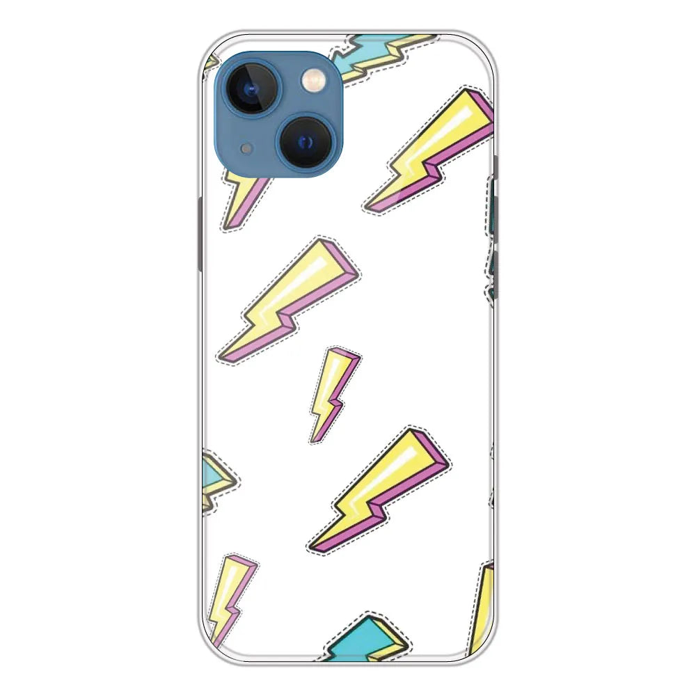 Lighting Bolts - Clear Printed Silicone CaseFor Apple iPhone 13