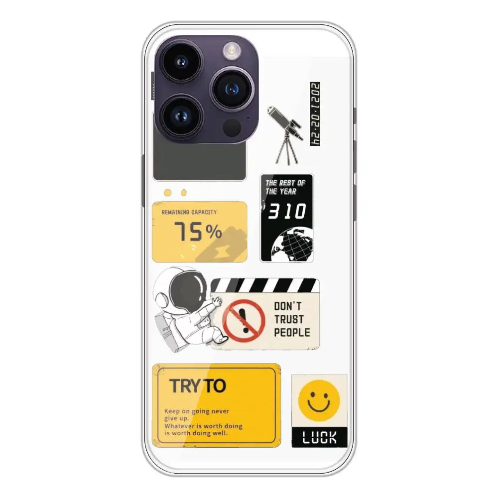 Space - Clear Printed Silicone Case For Apple iPhone 14 Pro Max