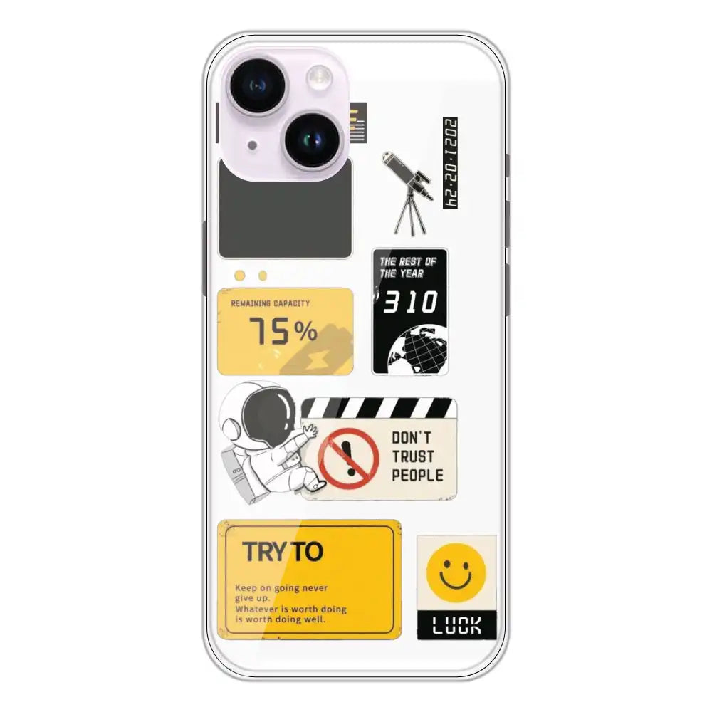 Space - Clear Printed Silicone Case For Apple iPhone 14 Plus