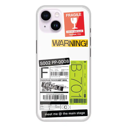 Fragile Labels - Clear Printed Silicone Case For Apple iPhone 14 Plus