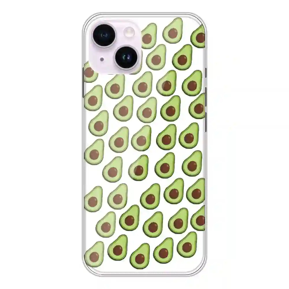 Avocado - Clear Printed Silicone Case For Apple iPhone 14 Plus 