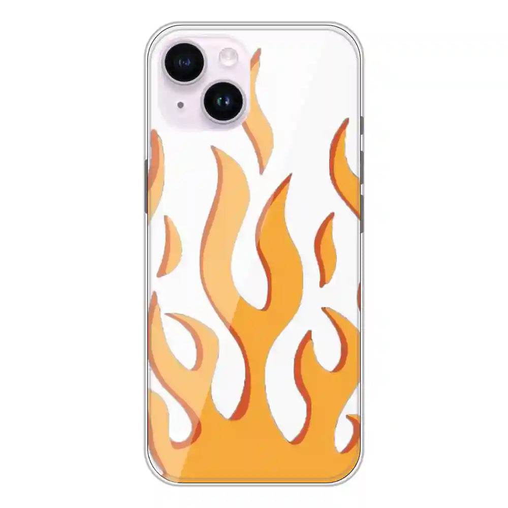 Orange Flames - Clear Printed Silicone Case For Apple iPhone 14 Plus
