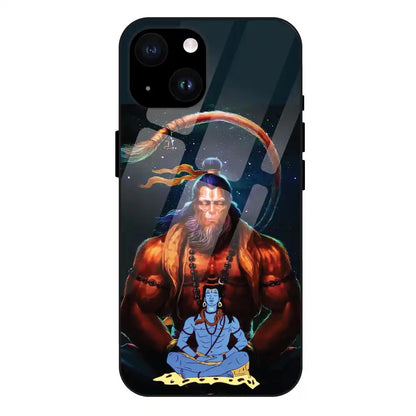 'Lord Shiva & Lord Hanuman - Glass Case For Apple iPhone 14 Plus