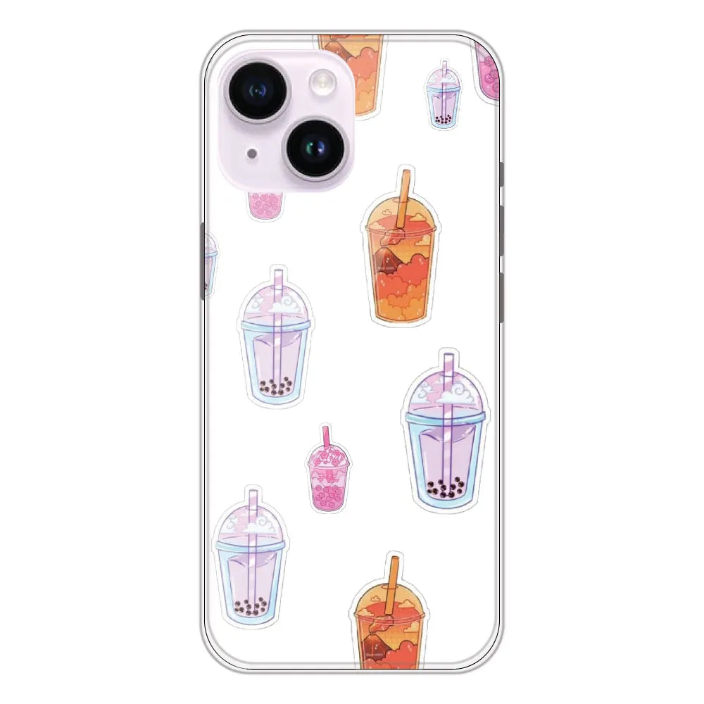 Bubble Tea - Clear Printed Silicone CaseFor Apple iPhone 14 Plus