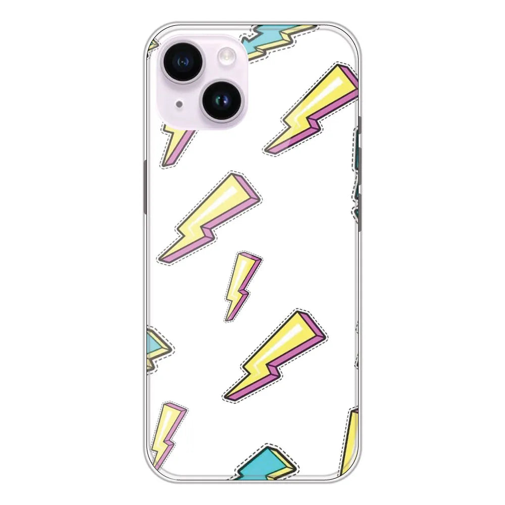 Lighting Bolts - Clear Printed Silicone CaseFor Apple iPhone 14 Plus