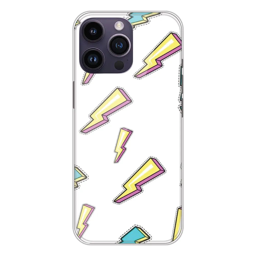 Lighting Bolts - Clear Printed Silicone CaseFor Apple iPhone 14 Pro Max