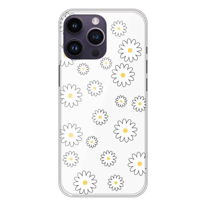 White Flowers - Clear Printed Silicone Case For Apple iPhone 14 Pro Max