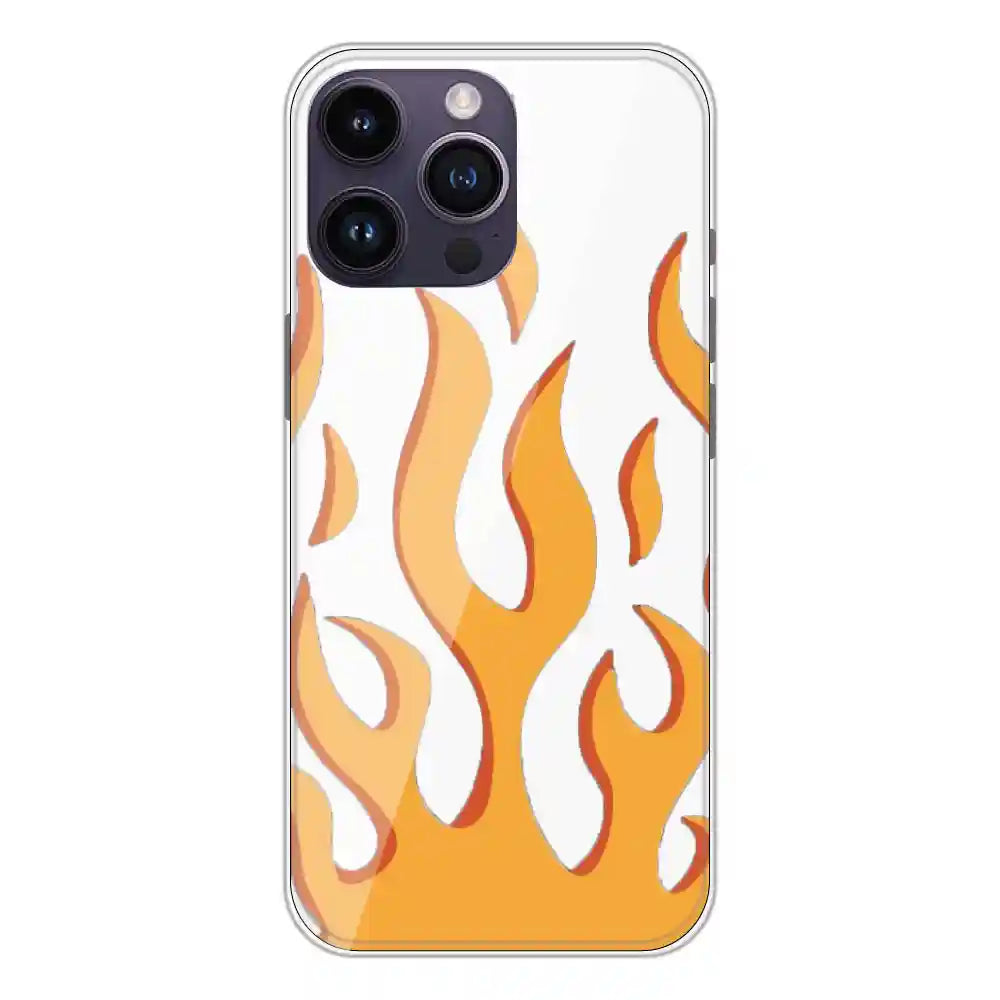 Orange Flames - Clear Printed Silicone Case For Apple iPhone 14 Pro Max