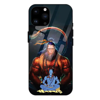 'Lord Shiva & Lord Hanuman - Glass Case For Apple iPhone 14 Pro Max