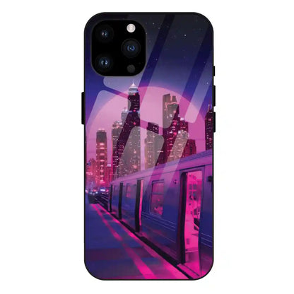 'Neon City Synthwave - Glass Case For Apple iPhone 14 Pro Max