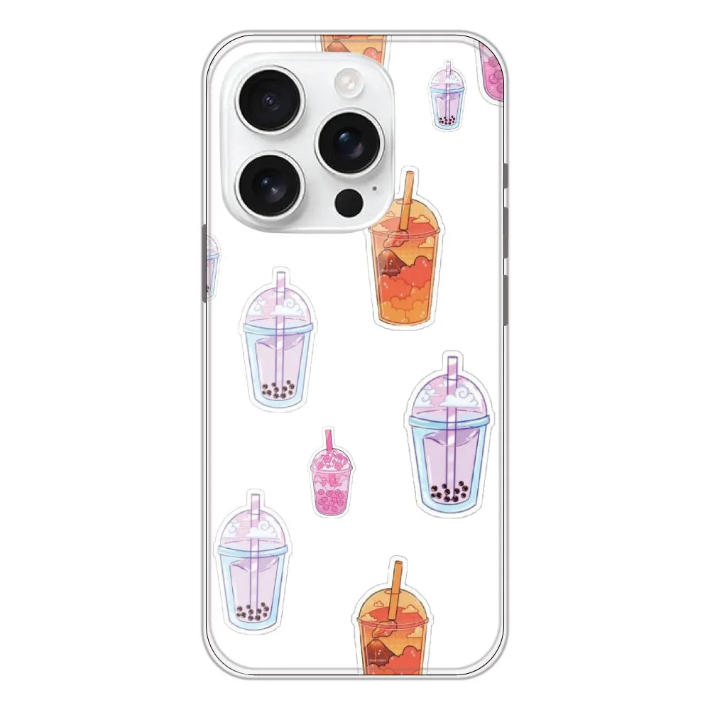 Bubble Tea - Clear Printed Silicone CaseFor Apple iPhone 14 Pro Max