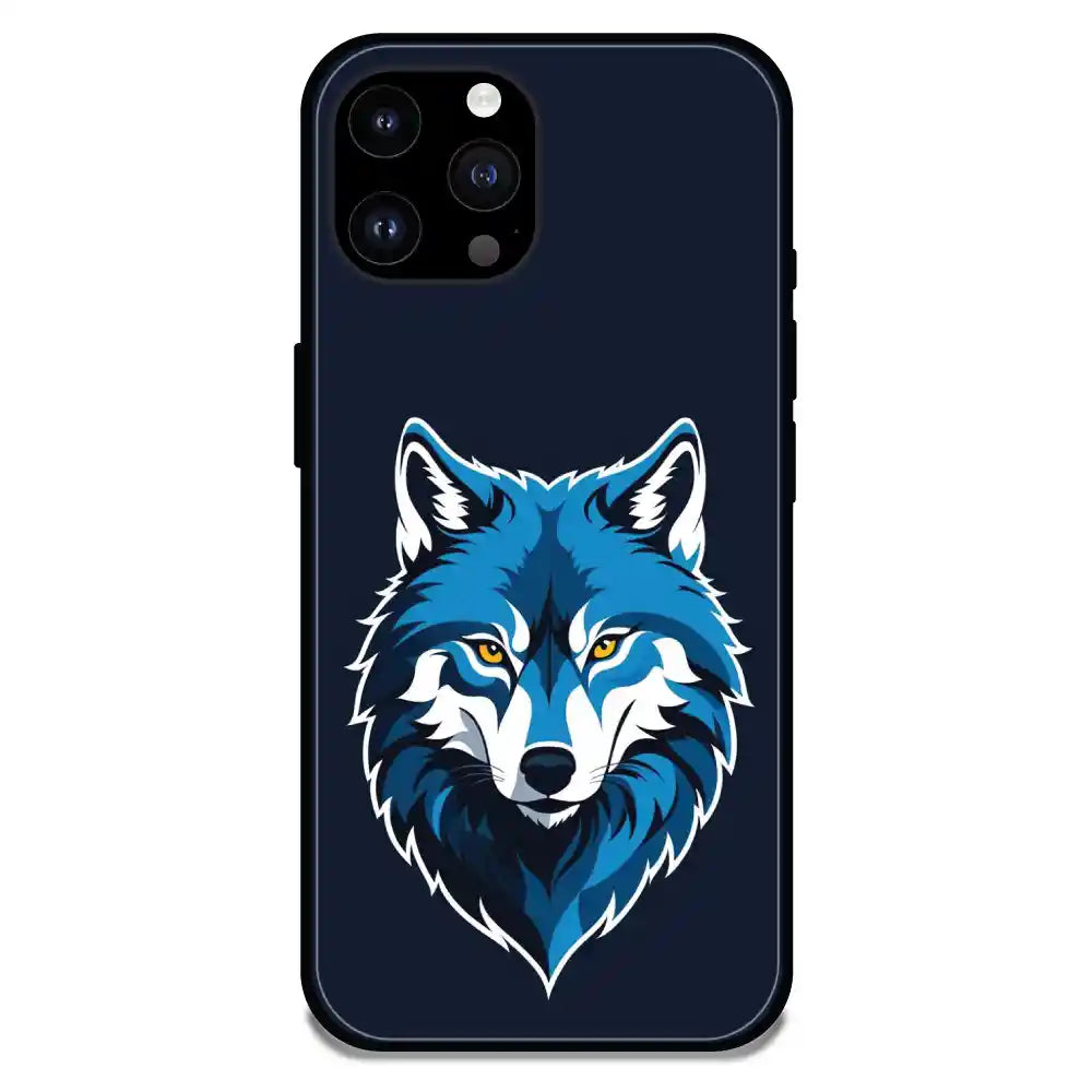 'Lone Wolf - Glossy Metal Silicone Case For Apple iPhone 14 Pro