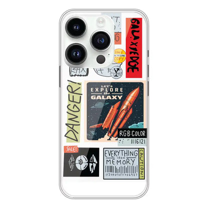 Galaxy - Clear Printed Silicone Case For Apple iPhone 14 Pro