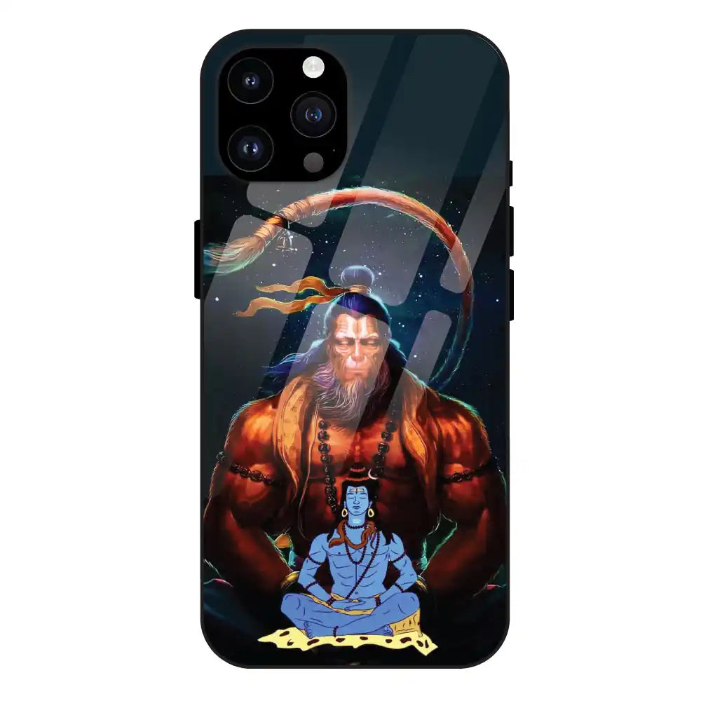 'Lord Shiva & Lord Hanuman - Glass Case For Apple iPhone 14 Pro