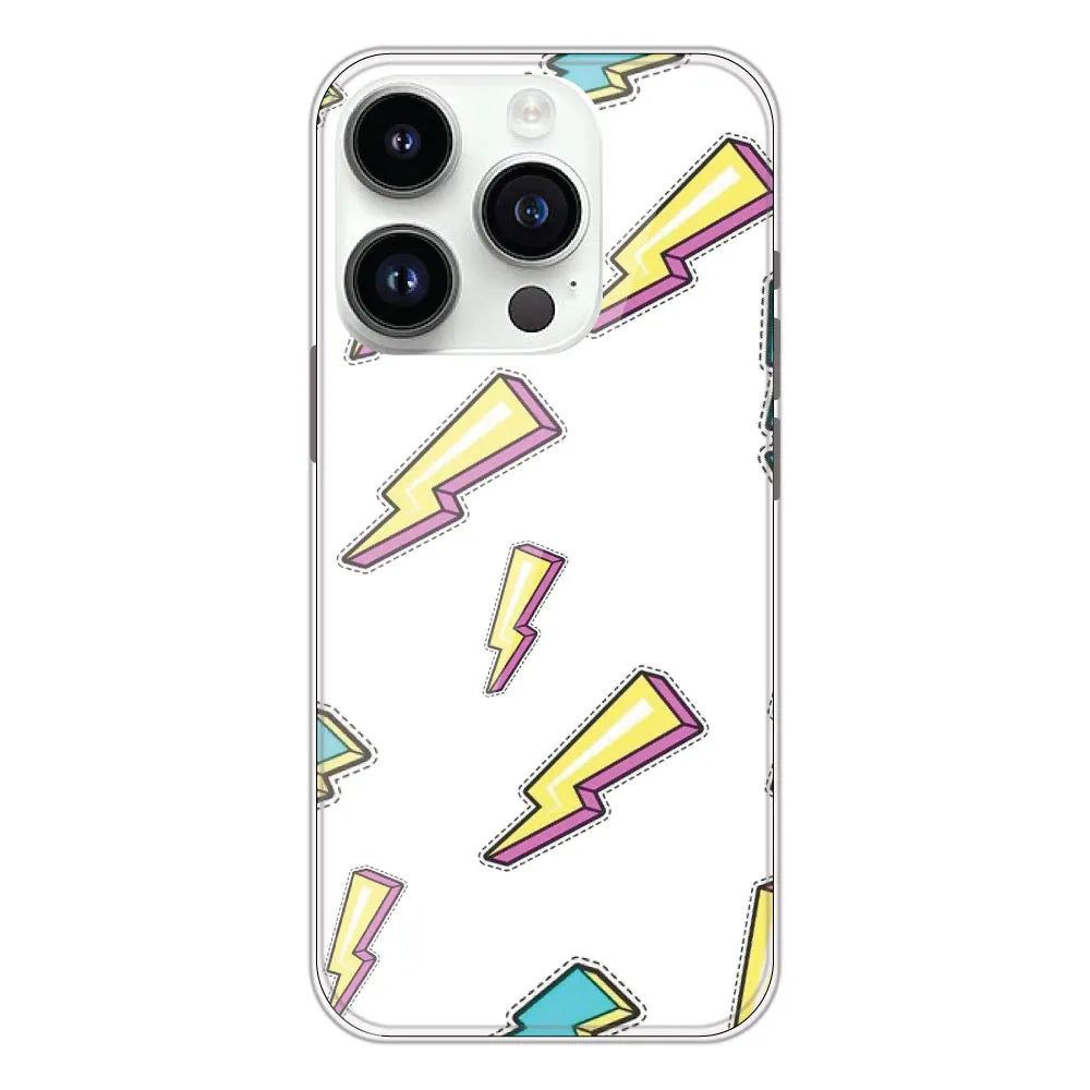 Lighting Bolts - Clear Printed Silicone CaseFor Apple iPhone 14 Pro